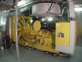 Caterpillar 3512 diesel engine generator completed installation- super quiet, sound attenuated site.
