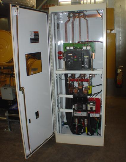 Bus Bar Fabrication- Custom emergency standby generator main breaker and load bank breaker switchgear section.