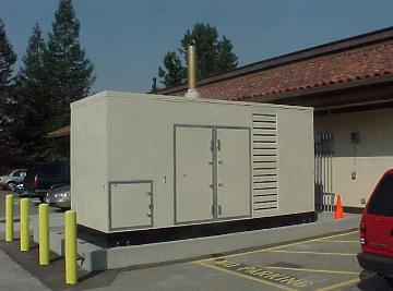 300 kW Caterpillar 3406TA sound attenuated emergency standby diesel generator outdoor module.